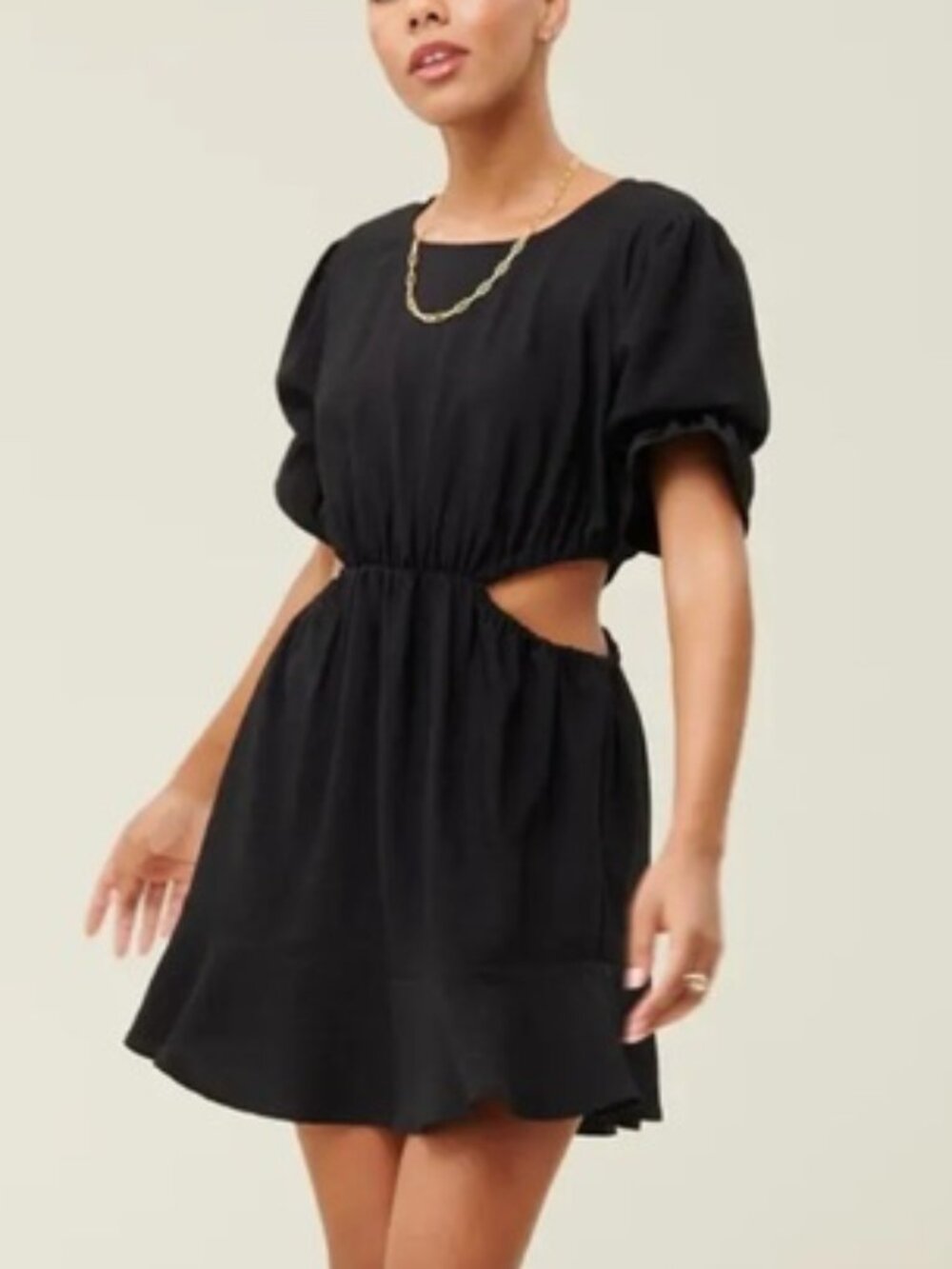 Someday Studio (Emma Knudsen) Black Side Cut Mini Dress